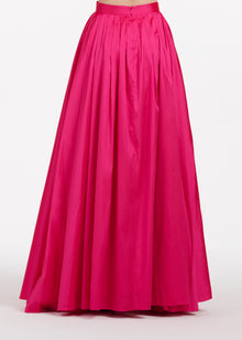 PLEATED SOFT TAFFETA BALLGOWN SKIRT WATERMELON