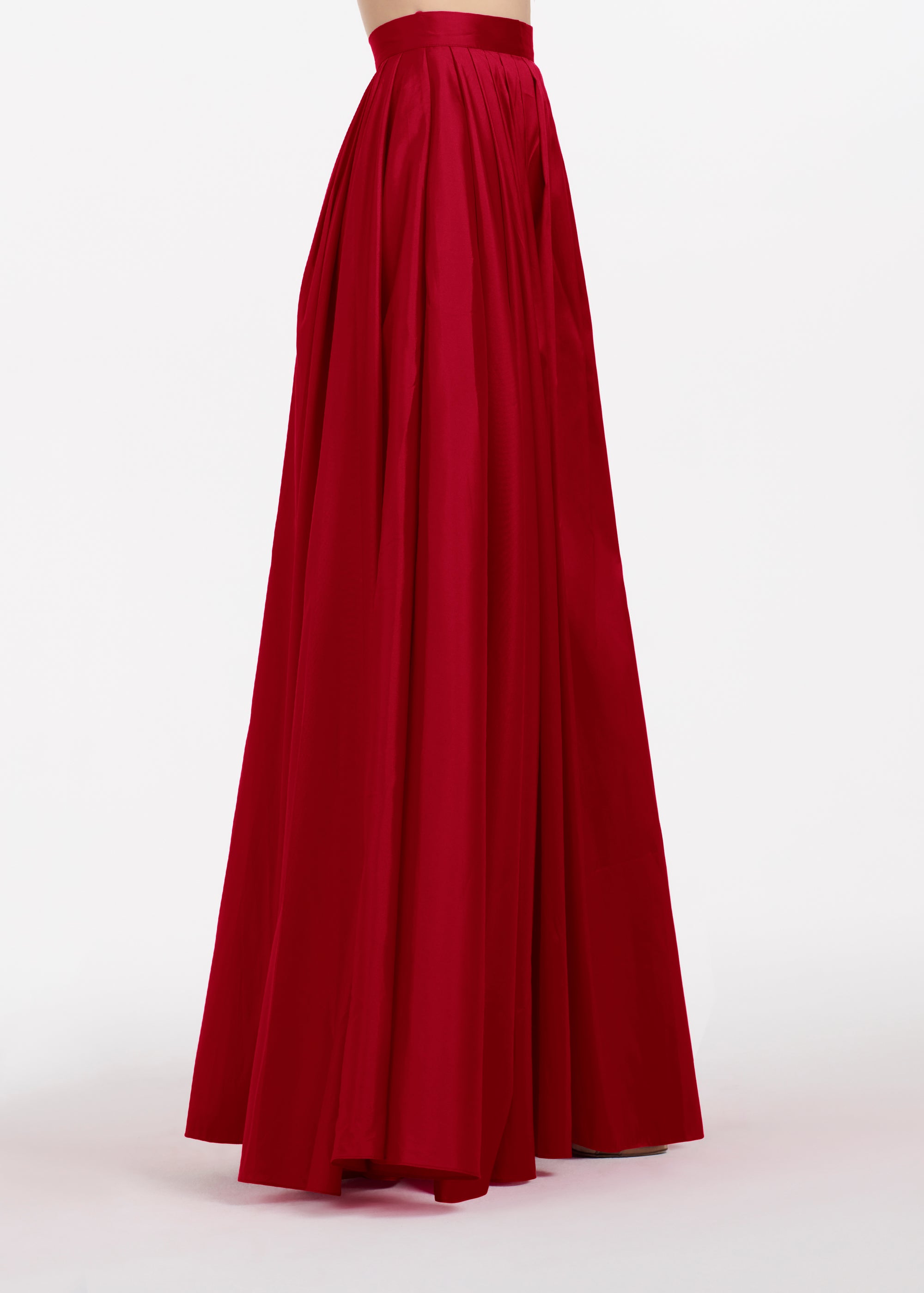 PLEATED SOFT TAFFETA BALLGOWN SKIRT RED