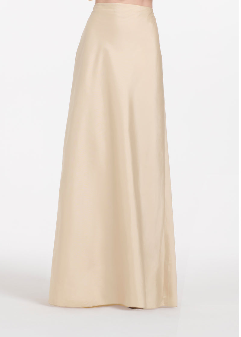 TAFFETA BIAS LONG SKIRT CHAMPAGNE