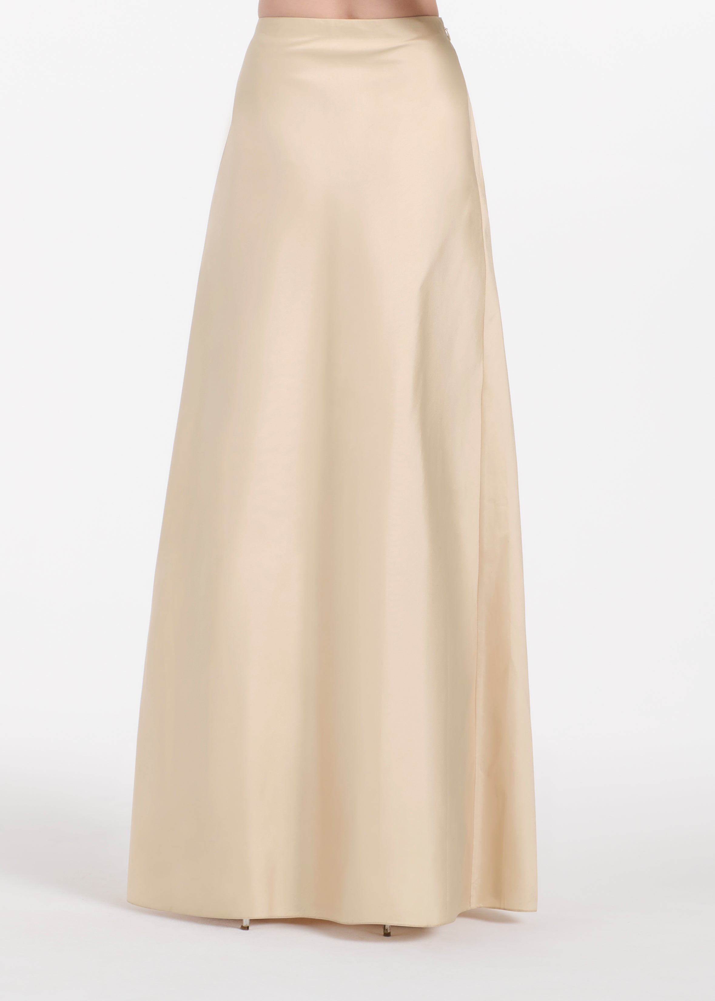 Taffeta Bias Long Skirt Champagne | Emily Shalant
