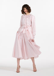 FLORAL COLLAR TAFFETA BLOUSE BLUSH