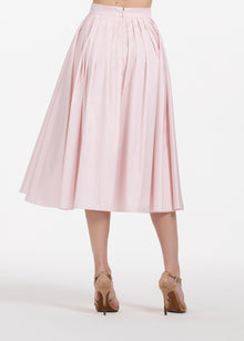 TEA LENGTH PLEATED SOFT TAFFETA MIDI SKIRT BLUSH