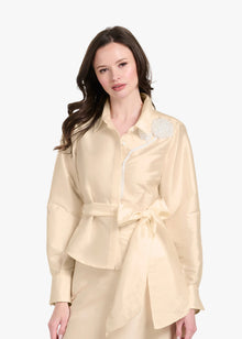 TAFFETA BLOUSE WITH CRYSTAL PEONY CHAMPAGNE