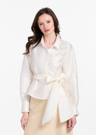 TAFFETA BLOUSE WITH CRYSTAL PEONY IVORY