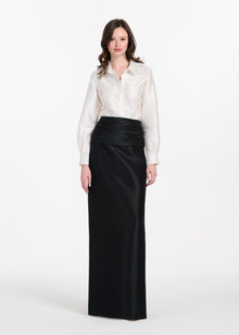 TAFFETA BLOUSE WITH CRYSTAL PEONY IVORY