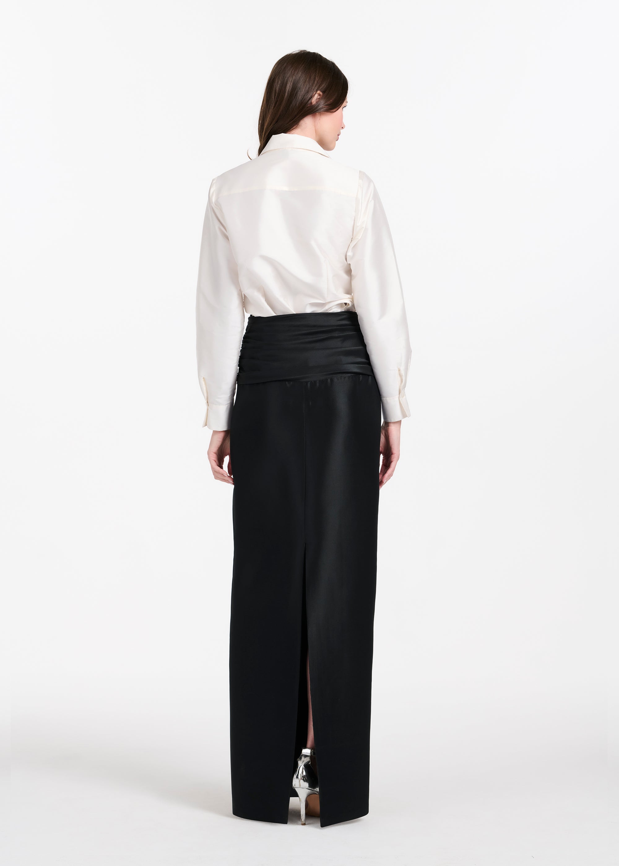 TAFFETA BLOUSE WITH CRYSTAL PEONY IVORY