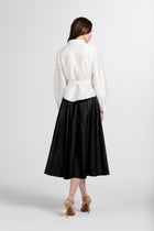 CRYSTAL BOW APPLIQUE BLOUSE IN SOFT TAFFETA IVORY