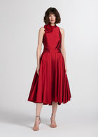 TAFFETA 3D APPLIQUÈ FLORAL SHELL RED