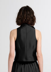 TAFFETA 3D APPLIQUÈ FLORAL SHELL BLACK