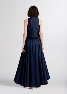 SOFT TAFFETA PLEATED BALLGOWN SKIRT NAVY