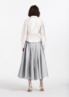 CHUNKY CRYSTAL FLOWER BUTTON BLOUSE IVORY
