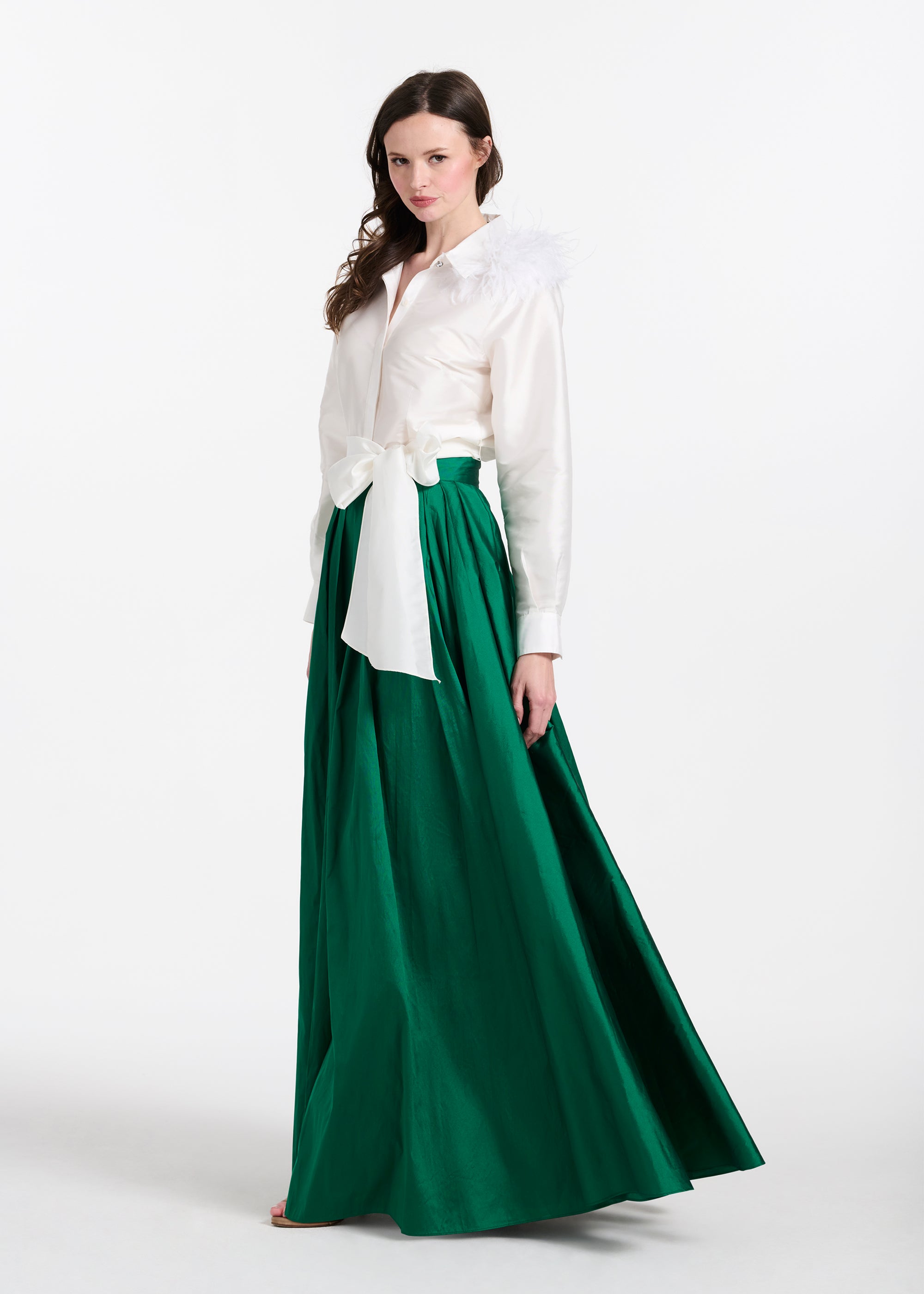 FEATHER SHOULDER BLOUSE IVORY
