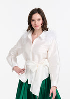 FEATHER SHOULDER BLOUSE IVORY