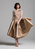 Long Sleeve Cashmere Sweater With Applique Pailette Flowers