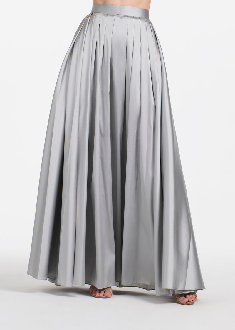 SOFT TAFFETA BALL GOWN SKIRT SILVER