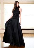 PEARL ENCRUSTED SLEEVELESS MOCK NECK - BLACK