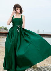 Taffeta Square Neck Gown With Crystal Trim And Corset - Emerald