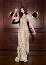 Gold Lamè Halter Gown