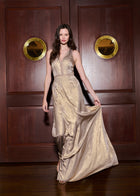 Gold Lamè Halter Gown