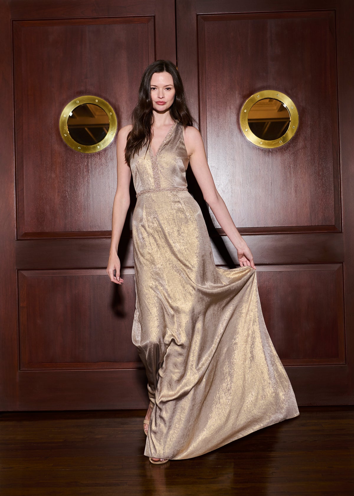 Gold Lamè Halter Gown