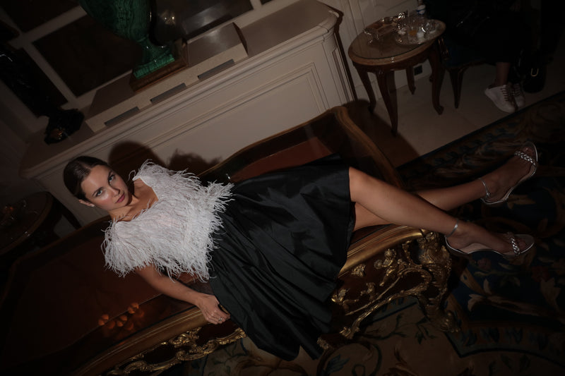 Soft Taffeta Knee Length Skirt Ivory