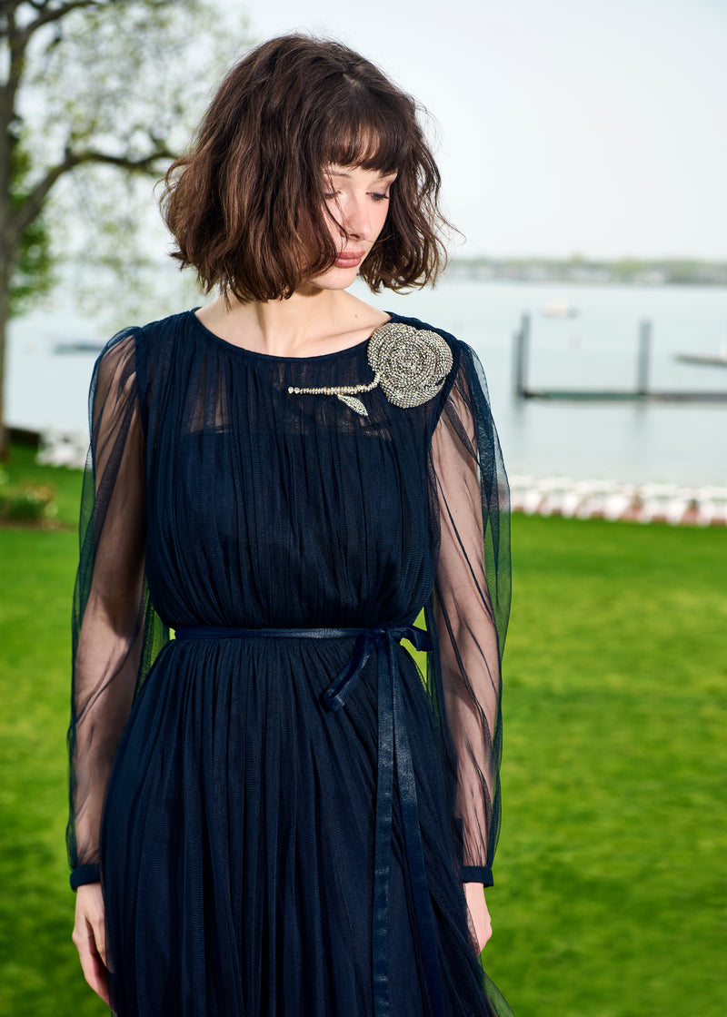 SPANISH LUXE TULLE GOWN WITH CRYSTAL FLOWER