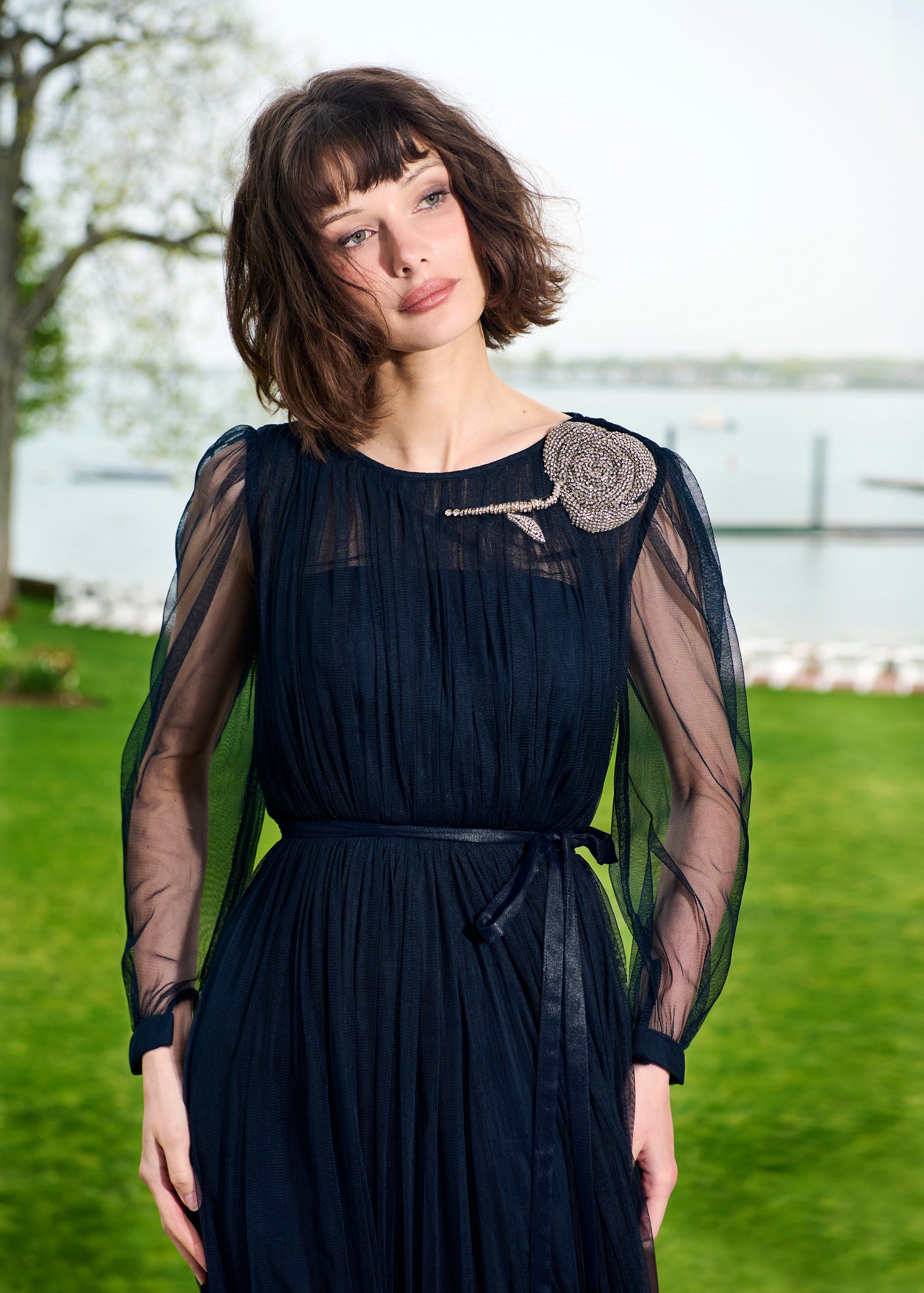 SPANISH LUXE TULLE GOWN WITH CRYSTAL FLOWER