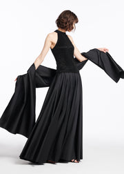 Pearl Encrusted Sleeveless Mock Neck - Black