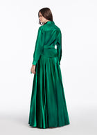 Chunky Crystal Flower Button Blouse Emerald