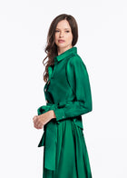 Chunky Crystal Flower Button Blouse Emerald