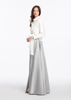 CHUNKY CRYSTAL FLOWER BUTTON BLOUSE IVORY