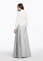 CHUNKY CRYSTAL FLOWER BUTTON BLOUSE IVORY