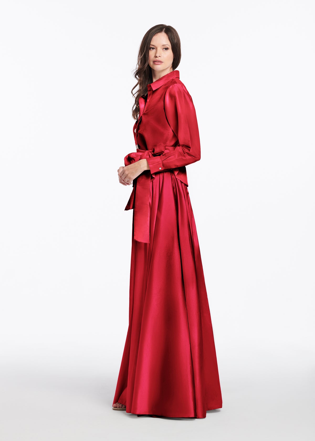 Chunky Crystal Flower Button Blouse Red