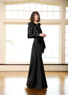 FEATHER SHOULDER BLOUSE BLACK