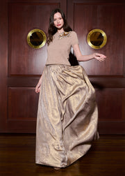 Lamé Chiffon Pleated Ballgown Skirt - Gold