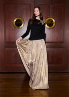 Lamé Chiffon Pleated Ballgown Skirt - Gold