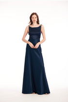 SATIN BACK COWL GOWN NAVY