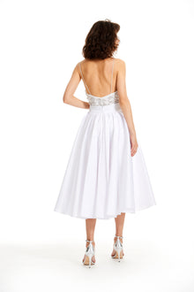 SOFT TAFFETA TEA LENGTH MIDI SKIRT - IVORY