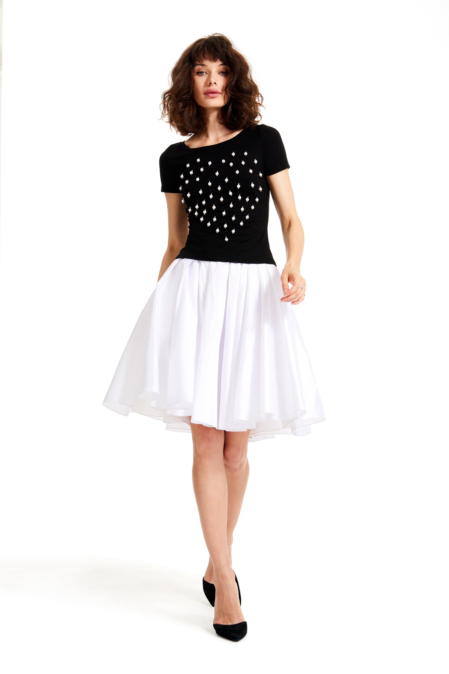 SOFT TAFFETA SHORT PARTY SKIRT IVORY