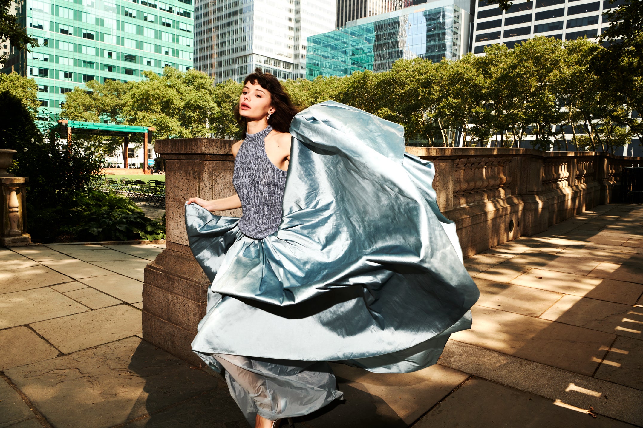 LIGHT BLUE TAFFETA BALL SKIRT