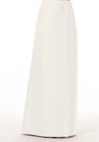 SOFT TAFFETA FAUX WRAP SKIRT IVORY