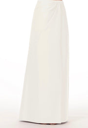 SOFT TAFFETA FAUX WRAP SKIRT IVORY