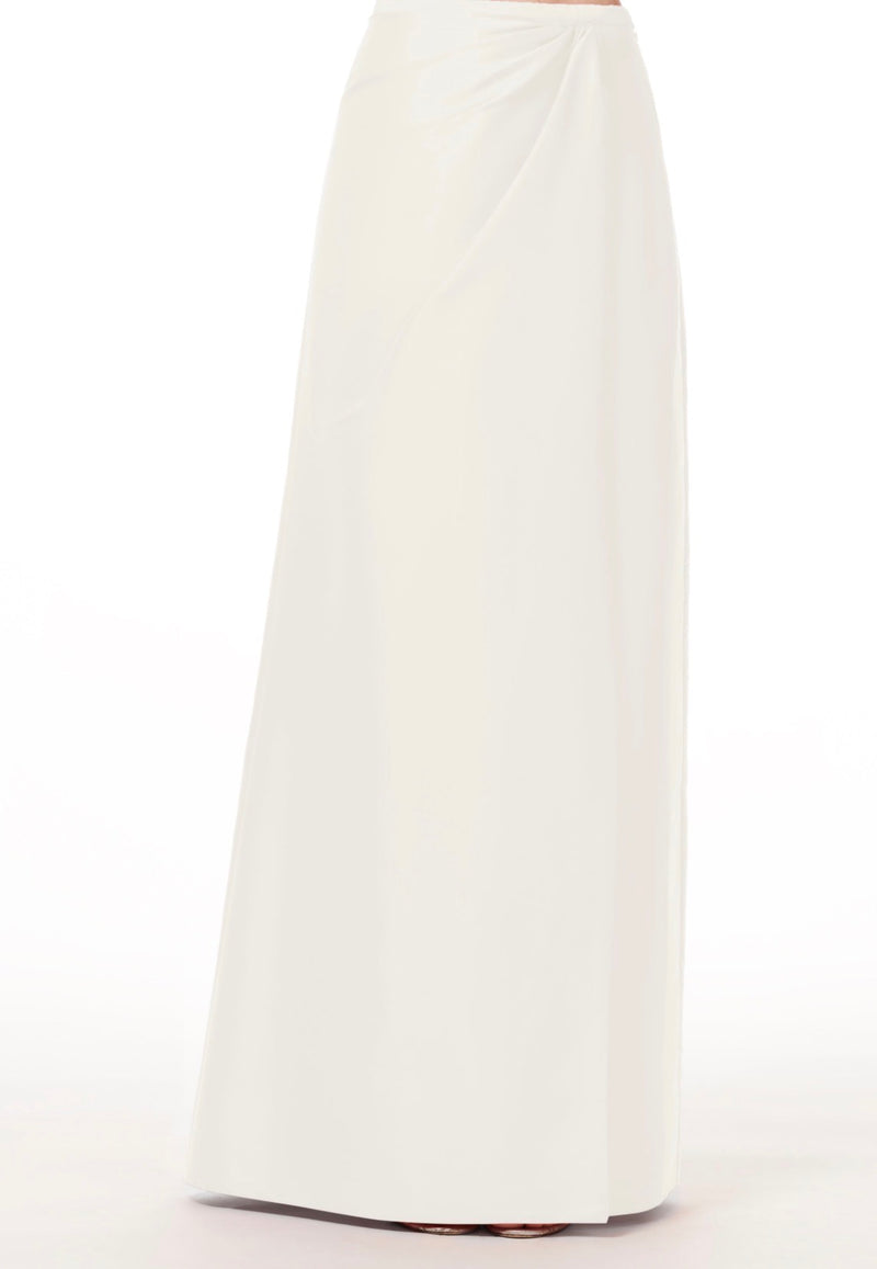 SOFT TAFFETA FAUX WRAP SKIRT IVORY