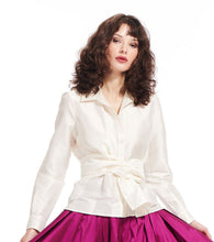 Load image into Gallery viewer, Spring Taffeta Asymmetrical Wrap Shirt
