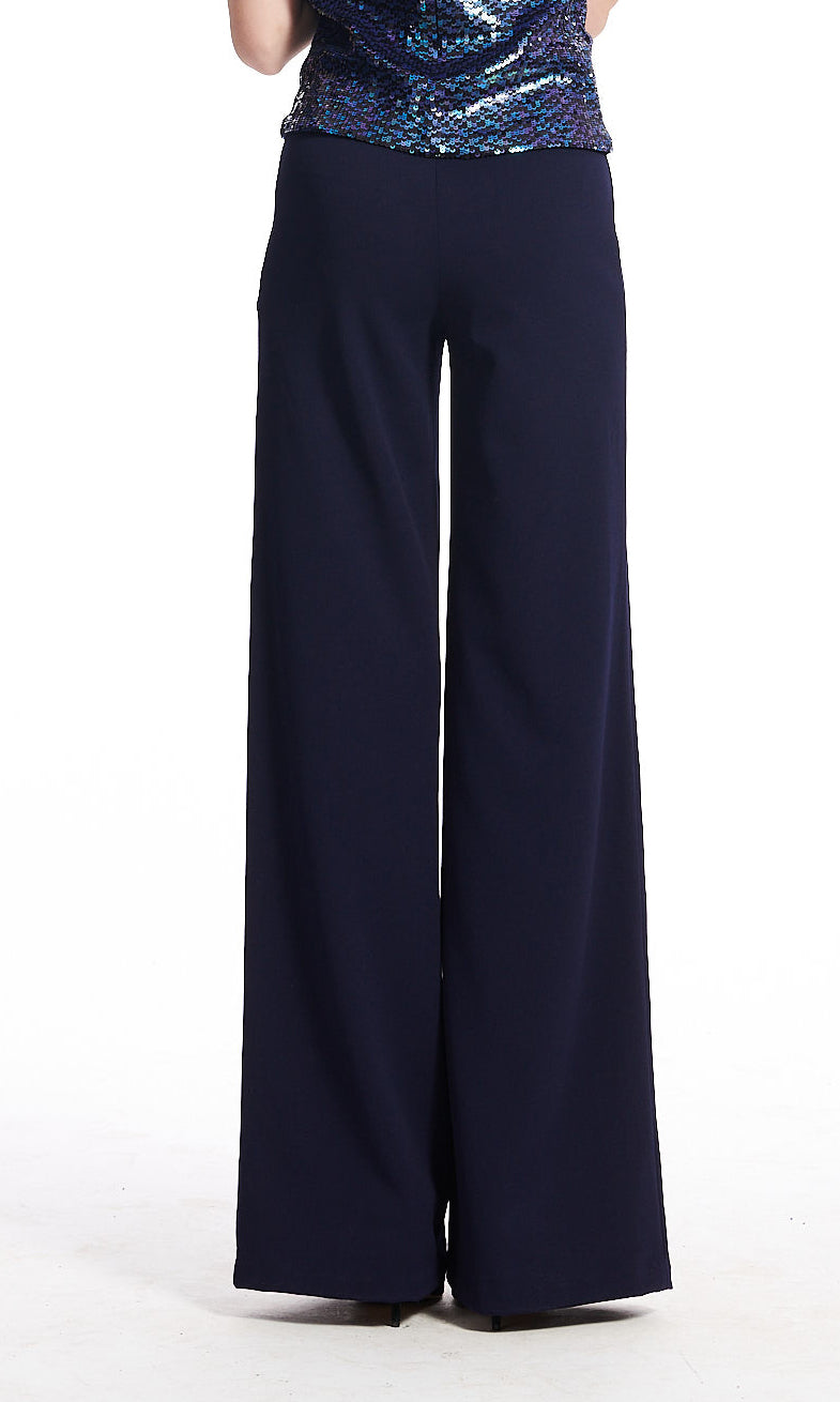 Stretch Crepe Wide Leg Pant - Midnight