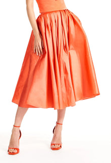 BLUSH TAFFETA TEA LENGTH MIDI SKIRT